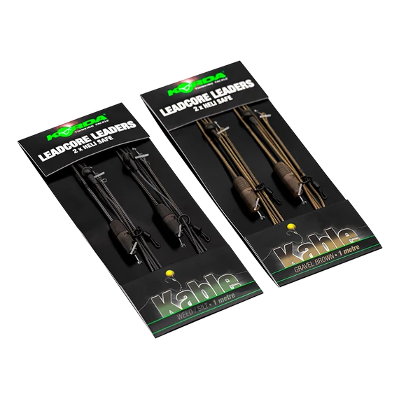 Korda Leadcore leader Heli Safe Gravel Brown / Weed Green 1m - előkötött leadcore gubancátló Heli Safe rendszerrel 2 féle színben 1 méter 