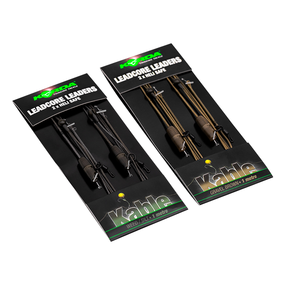 Korda Leadcore leader Heli Safe Gravel Brown / Weed Green 1m - előkötött leadcore gubancátló Heli Safe rendszerrel 2 féle színben 1 méter 