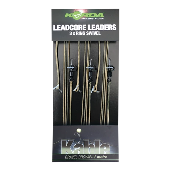 Korda Leadcore Leader Ring Swivel Gravel - ólombetétes zsinór forgóval (3db) 
