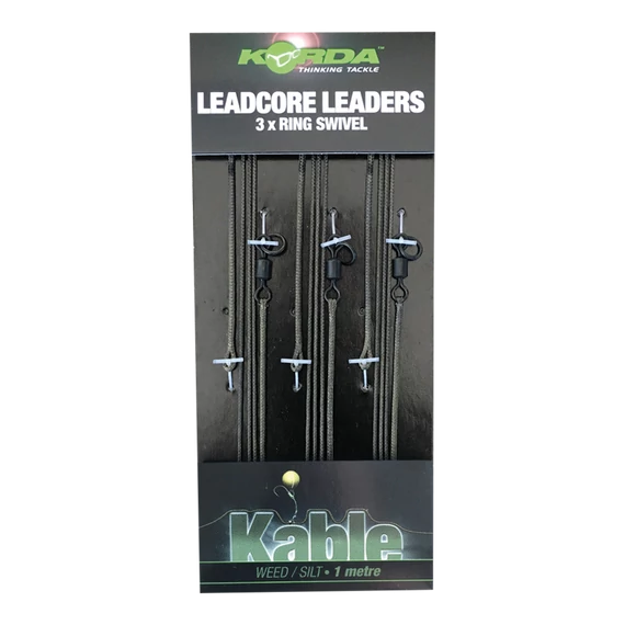 Korda Leadcore Leader Ring Swivel Leadcore Weed/Silt - ólombetétes zsinór forgóval (3db) 