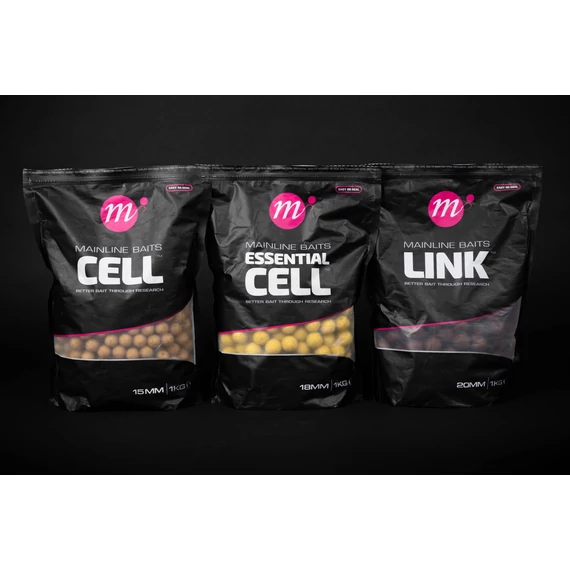 Mainline Shelf Life Boilies Essential Cell 1kg -  bojlik Essential Cell ízesítéssel 1 kg-os kiszerelésekben