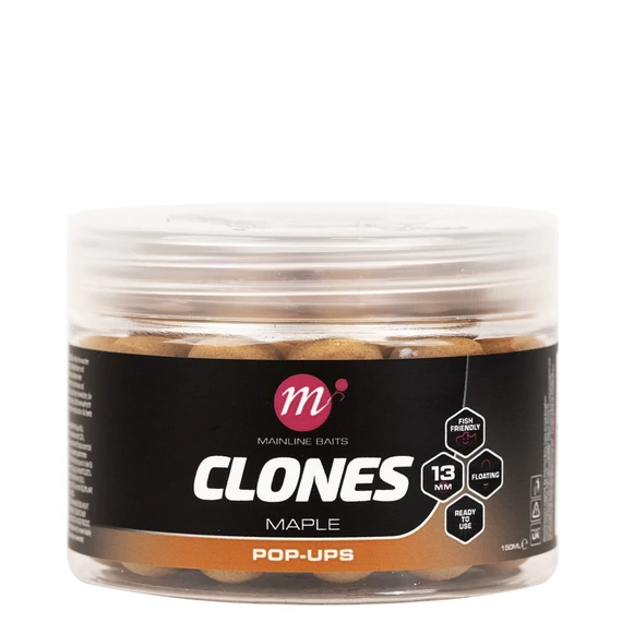 Mainline Clones Pop Ups 13mm Nutty Hemp /Maple/ Sweetcorn/Tiger Nut - 13mm-es pop-up-ok 4 féle ízesítéssel