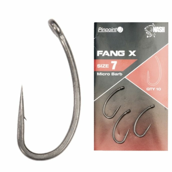 NASH Pinpoint Fang X Hook 2, 4, 6, 8 Méret - szakállas horog - 5 féle méretben