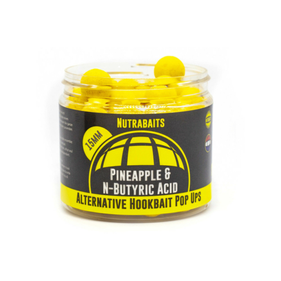 NUTRABAITS Pineapple & N-Butyric Alternative Hookbaits Pop-Up 12MM, 15MM, 18MM - ananász & vajsav lebegő horogcsali 3 féle méretben