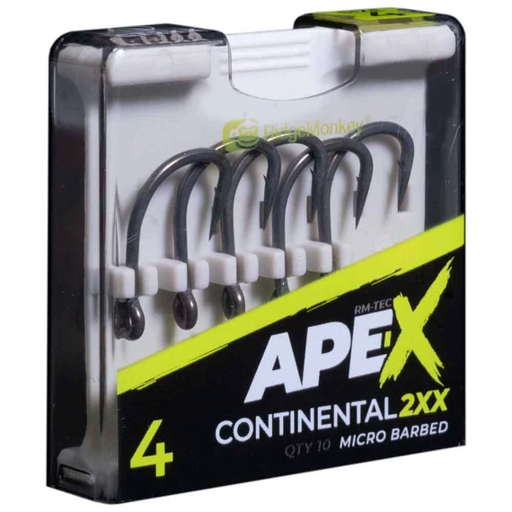 RidgeMonkey Ape-X Continental 2XX Barbed Size 4/6 - szakállas horgok 4,6-os méretekben