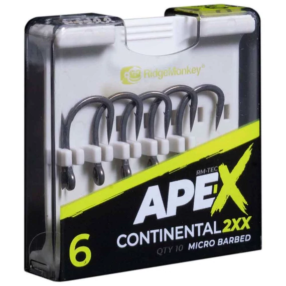 RidgeMonkey Ape-X Continental 2XX Barbed Size 4/6 - szakállas horgok 4,6-os méretekben