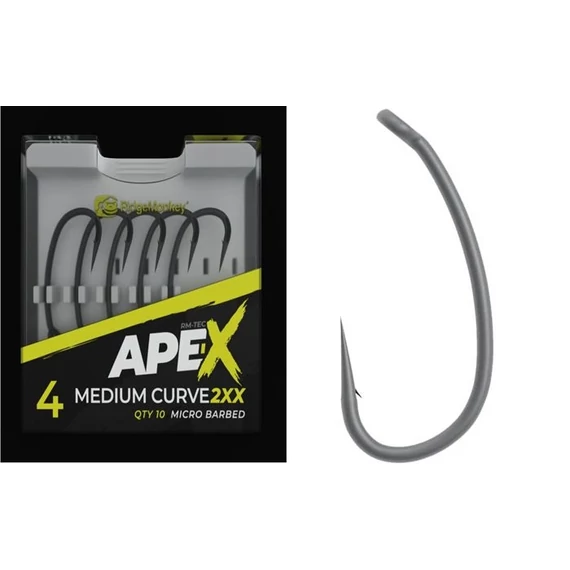 RidgeMonkey Ape-X Medium Curve 2XX Barbed Size 4/6 - szakállas horgok 4,6-os méretekben