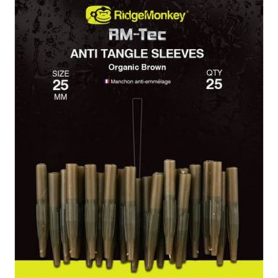 RidgeMonkey Rm-Tec Anti-Tangle Organic Brown Short - rövid gubancgátlós gumihüvely barna színben