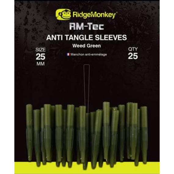RidgeMonkey Rm-Tec Anti-Tangle Weed Green Short - rövid gubancgátlós gumihüvely zöld színben