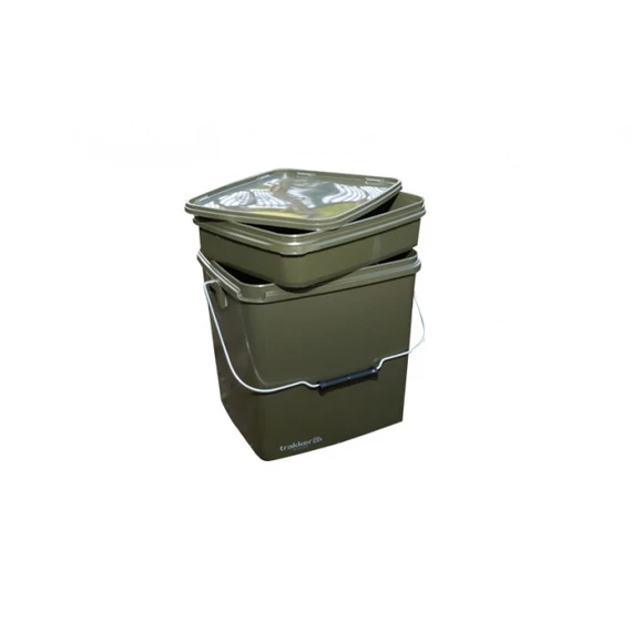 Trakker 13 Litre Olive Square Container - 13 liters szögletes műanyag vödör, belső tálcával