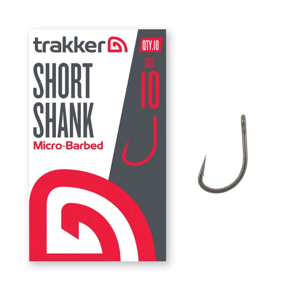 TRAKKER SHORT SHANK MICROBARBED HOOK SIZE 2, 4, 6, 8, 10 - MIKRÓSZAKÁLLAS HOROG ÖT MÉRETBEN: 2, 4, 6, 8, 10
