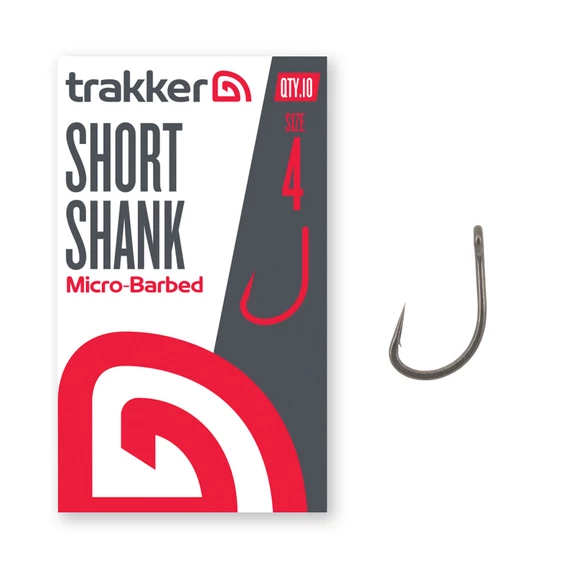 TRAKKER SHORT SHANK MICROBARBED HOOK SIZE 2, 4, 6, 8, 10 - MIKRÓSZAKÁLLAS HOROG ÖT MÉRETBEN: 2, 4, 6, 8, 10