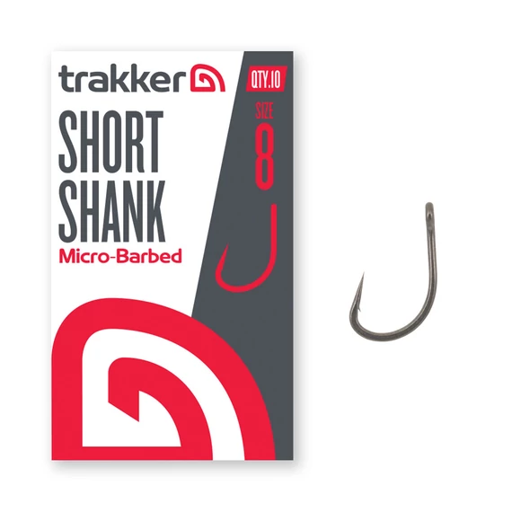TRAKKER SHORT SHANK MICROBARBED HOOK SIZE 2, 4, 6, 8, 10 - MIKRÓSZAKÁLLAS HOROG ÖT MÉRETBEN: 2, 4, 6, 8, 10