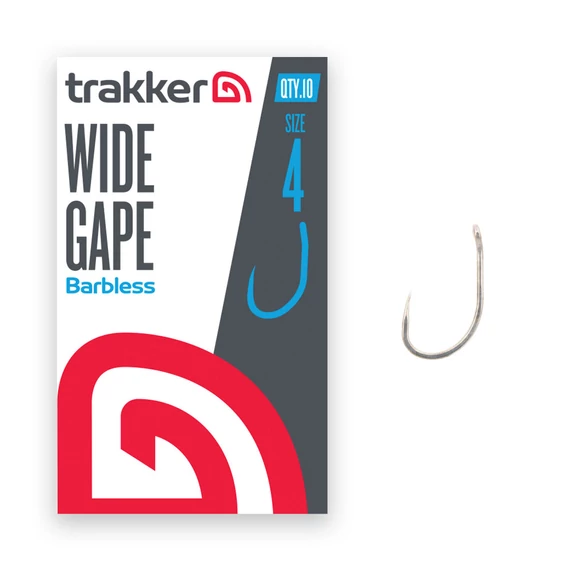 TRAKKER WIDE GAPE BARBLESS HOOK SIZE 2, 4, 6, 8 - SZAKÁLL NÉLKÜLI HOROG NÉGY MÉRETBEN: 2, 4, 6, 8