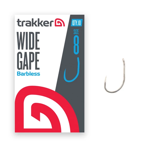TRAKKER WIDE GAPE BARBLESS HOOK SIZE 2, 4, 6, 8 - SZAKÁLL NÉLKÜLI HOROG NÉGY MÉRETBEN: 2, 4, 6, 8