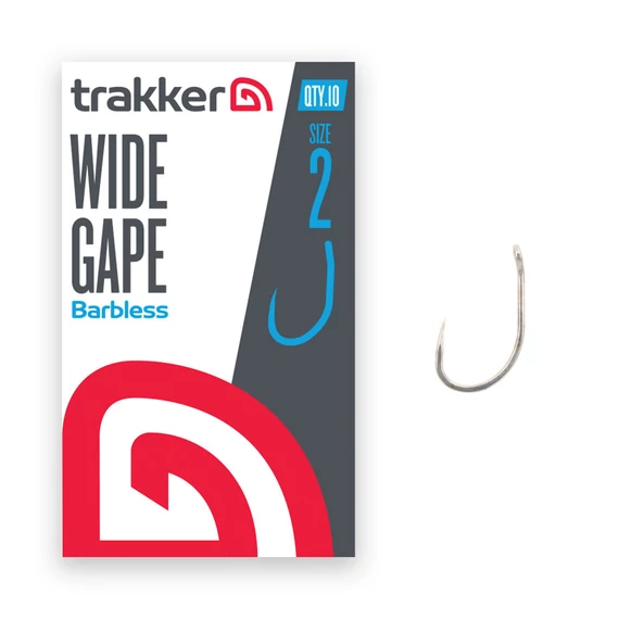 TRAKKER WIDE GAPE BARBLESS HOOK SIZE 2, 4, 6, 8 - SZAKÁLL NÉLKÜLI HOROG NÉGY MÉRETBEN: 2, 4, 6, 8