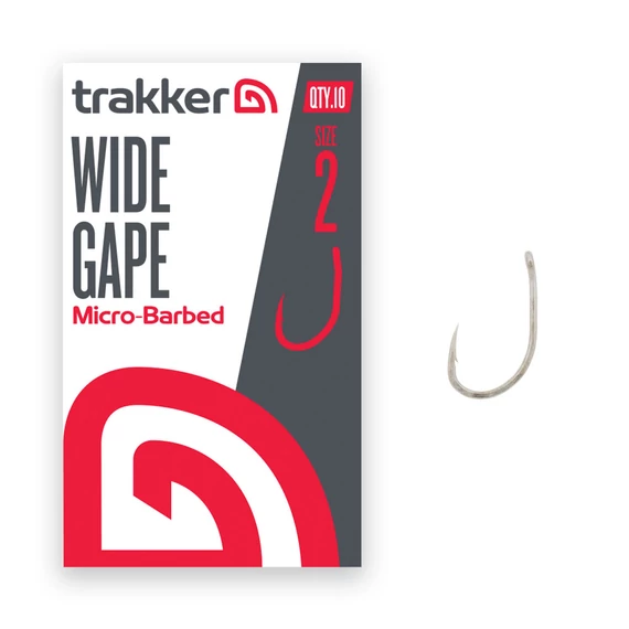 TRAKKER WIDE GAPE MICROBARBED HOOK SIZE 2, 4, 6, 8 - MIKRÓSZAKÁLLAS HOROG NÉGY MÉRETBEN: 2, 4, 6, 8