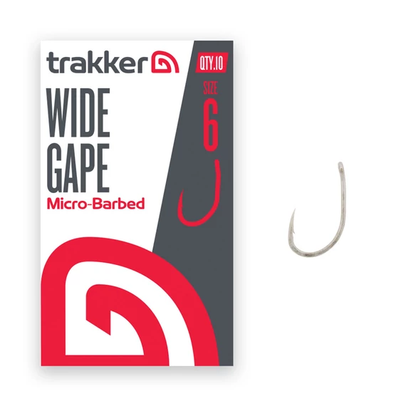 TRAKKER WIDE GAPE MICROBARBED HOOK SIZE 2, 4, 6, 8 - MIKRÓSZAKÁLLAS HOROG NÉGY MÉRETBEN: 2, 4, 6, 8