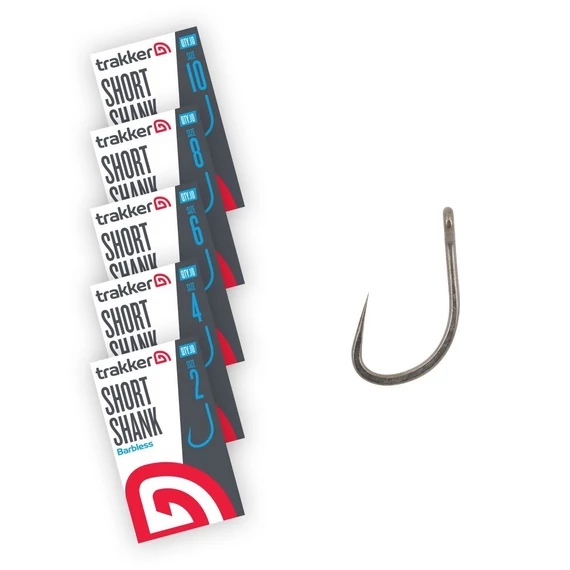 TRAKKER SHORT SHANK BARBLESS HOOK SIZE: 2, 4, 6, 8, 10 - SZAKÁLL NÉLKÜLI HOROG ÖT MÉRETBEN: 2, 4, 6, 8, 10