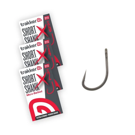 TRAKKER SHORT SHANK XS MICROBARBED HOOKS SIZE 2, 4, 6 - EXTRA ERŐS MIKRÓSZAKÁLLAS HOROG HÁROM MÉRETBEN: 2, 4, 6