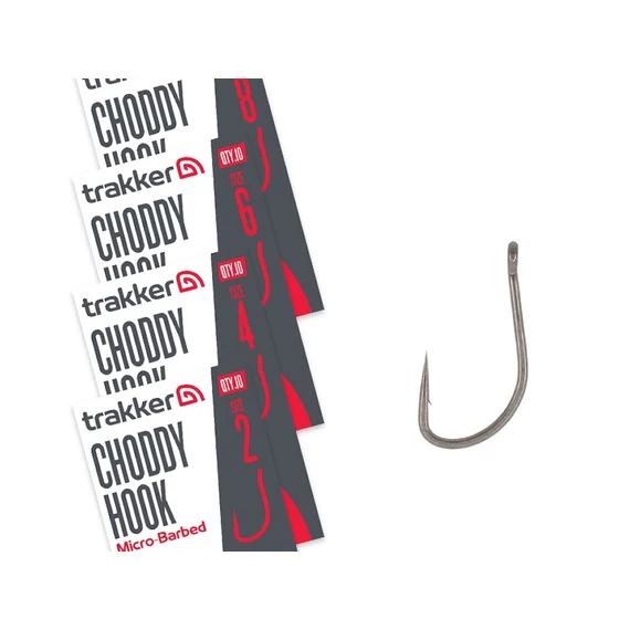 TRAKKER CHODDY MICROBARBED HOOK SIZE 2, 4, 6, 8  - MIKRÓSZAKÁLLAS HOROG NÉGY FÉLE MÉRETBEN: 2, 4, 6, 8-as MÉRET