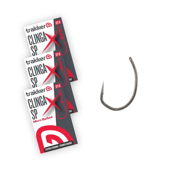 TRAKKER CLINGA SP X MICROBARBED HOOK SIZE 2, 4, 6 - EXTRA ERŐS MIKRÓSZAKÁLLAS HOROG HÁROM MÉRETBEN: 2, 4, 6