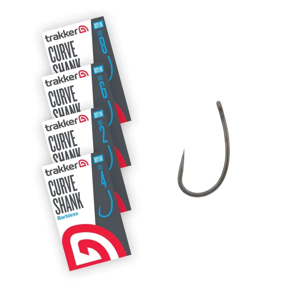 TRAKKER CURVE SHANK BARBLESS HOOK SIZE 2, 4, 6, 8 - SZAKÁLL NÉLKÜLI HOROG NÉGY MÉRETBEN: 2, 4, 6, 8
