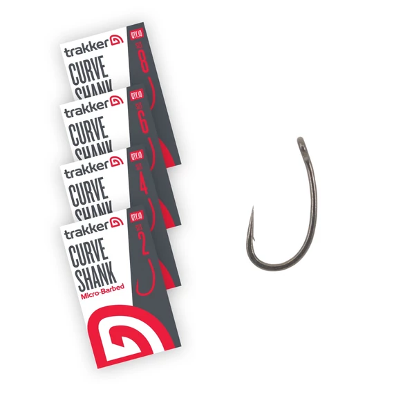 TRAKKER CURVE SHANK MICROBARBED HOOK SIZE 2, 4, 6, 8 - MIKRÓSZAKÁLLAS HOROG NÉGY MÉRETBEN: 2, 4, 6, 8