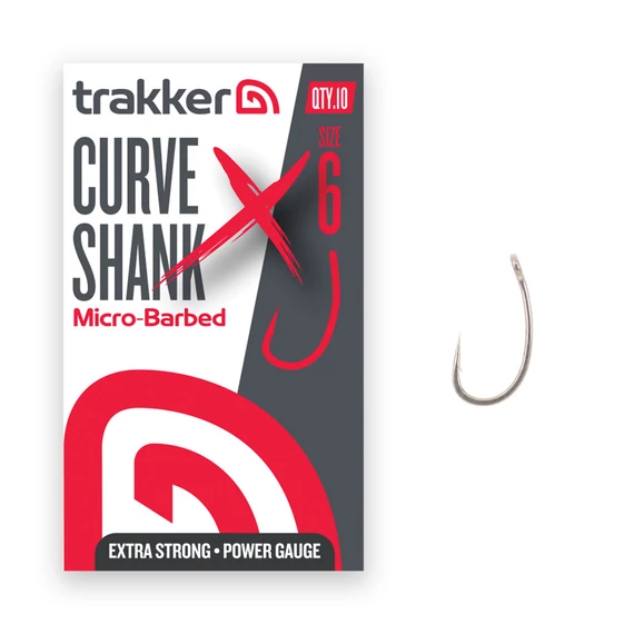 TRAKKER CURVE SHANK X MICROBARBED (EXTRA STRONG) HOOK SIZE 2, 4, 6 - EXTRA ERŐS MIKRÓSZAKÁLLAS HOROG HÁROM MÉRETBEN: 2, 4, 6