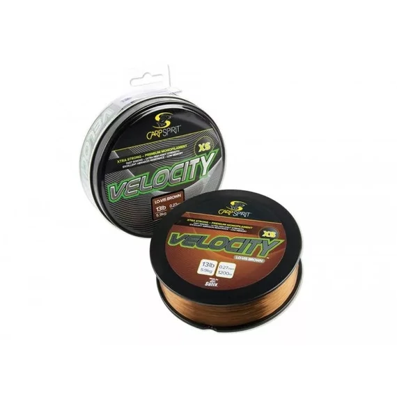 Sufix CarpSpirit Velocity XS monofil zsinór 0,27mm/5,9kg/Lo-Vis-Brown/1200m