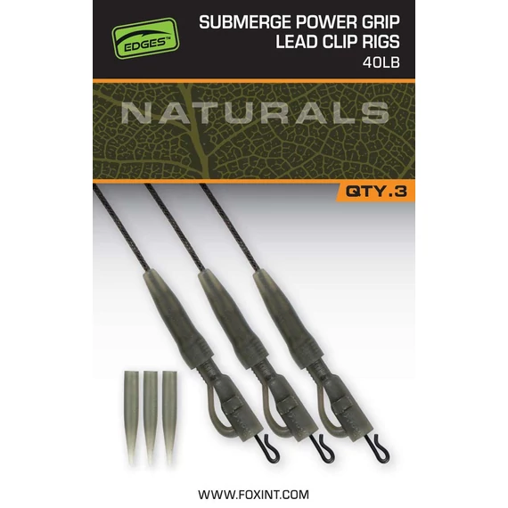 Fox Ólommentes Előkötött Leader Naturals Sub Power Grip Lead Clip (3db)