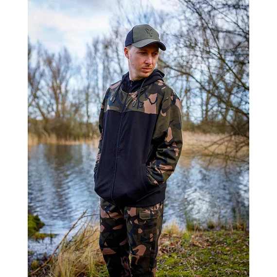 Fox Pulóver LW BLack / Camo Split Zip Hoody