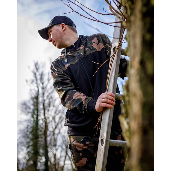 Fox Pulóver LW BLack / Camo Split Zip Hoody