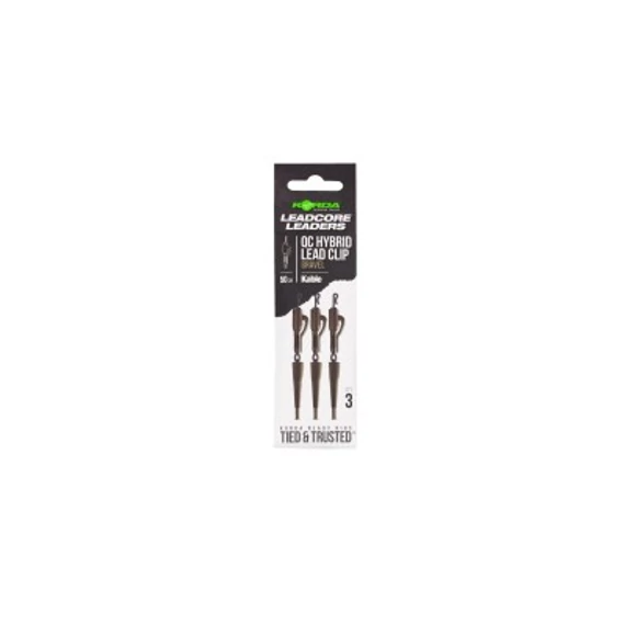 Korda Előkötött Leadcore Leader Hybrid Lead Clip QC Swivel (50cm, 3db)