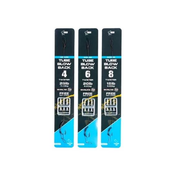 Nash Előkötött Előke Tube Blow Back Rig Szakállnélküli