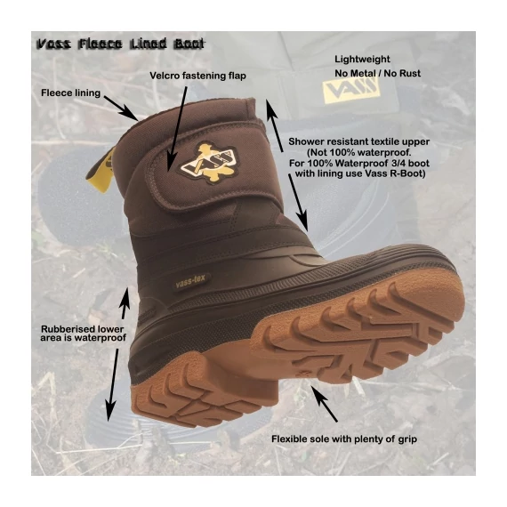 Vass-Tex Fleece Lined 'Velcro' Boot Téli Bakancs