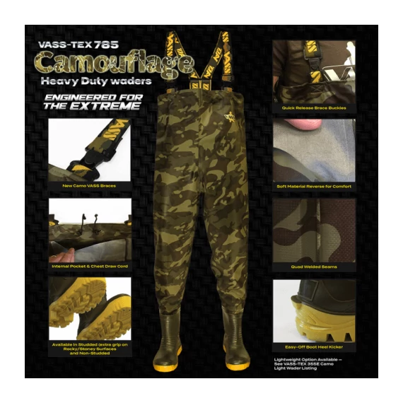 Vass-Tex E 785 Series Camo Chest Wader Melles Csizma