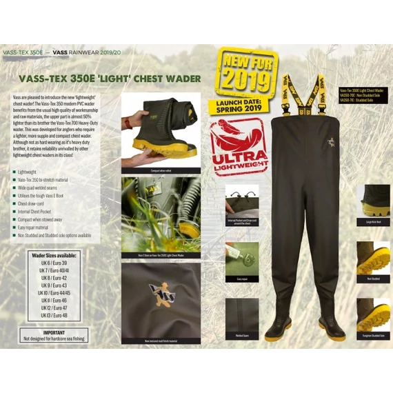 Vass-Tex VA350-70E Lightweight Chest Wader Melles Csizma