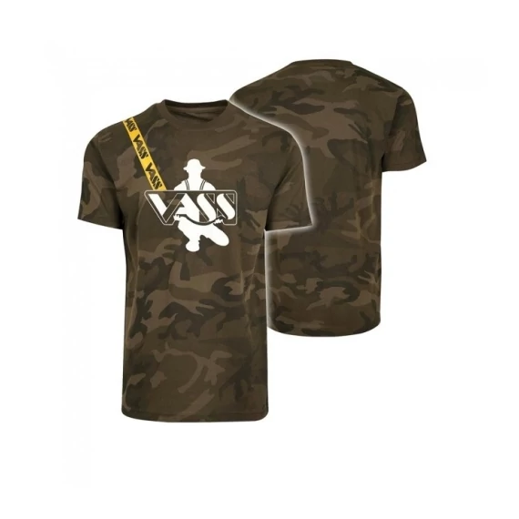Vass-Tex Khaki Camo Printed T-Shirt Yellow Strap Póló
