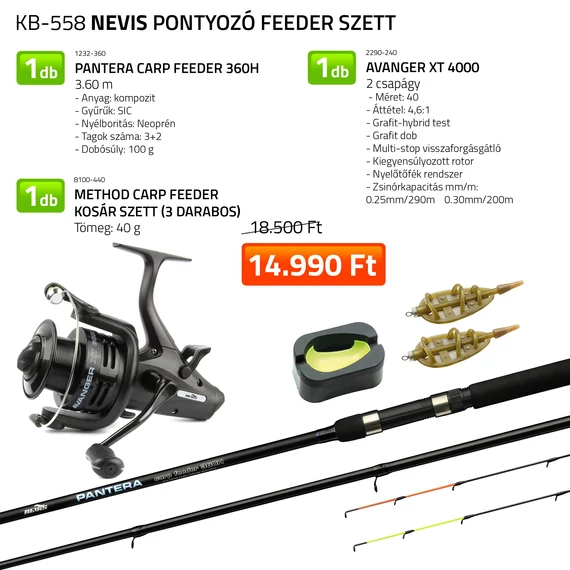 Nevis Pontyozó Feeder Szett 360H 100g, Avenger XT 4000