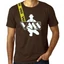 Vass-Tex Cotton Printed T-Shirt with Yellow Strap Brown Póló - S